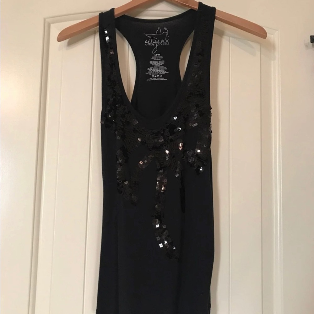 Med black tank with sequins on it